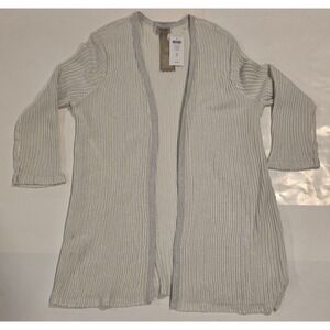 Easywear by Chico's collection Glimmer Stripe Lurex Cardigan Jacket Women's Sz 2